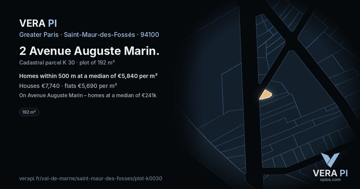 2 Avenue Auguste Marin, Saint-Maur-des-Fossés at night – the plot lit, the parcels around coloured by the prices near them