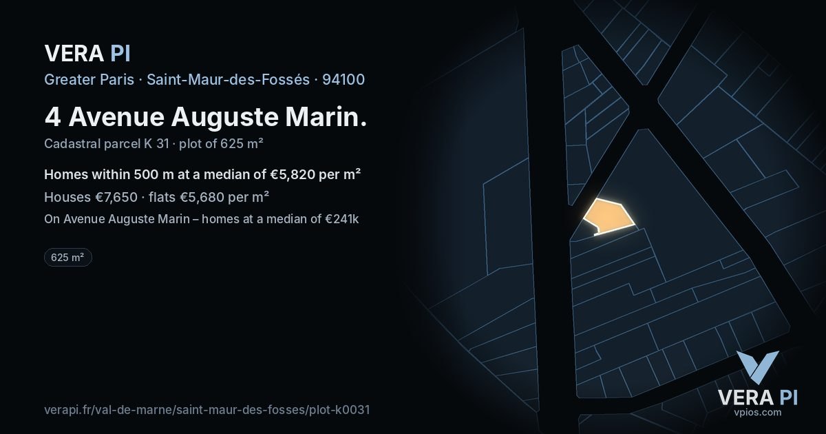 4 Avenue Auguste Marin, Saint-Maur-des-Fossés at night – the plot lit, the parcels around coloured by the prices near them