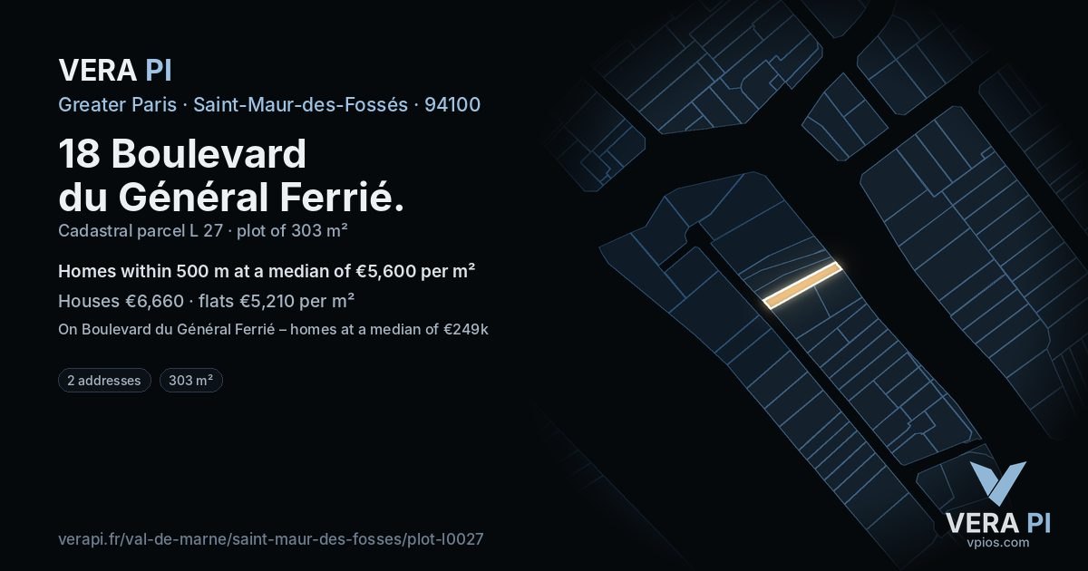 18 Boulevard du Général Ferrié, Saint-Maur-des-Fossés at night – the plot lit, the parcels around coloured by the prices near them