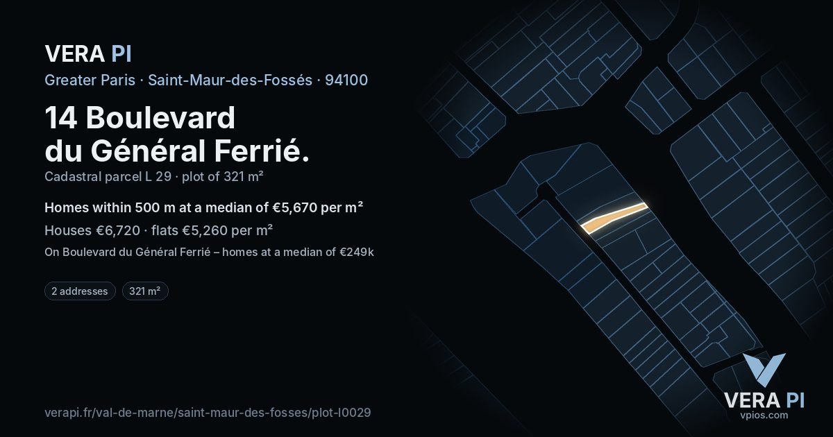 14 Boulevard du Général Ferrié, Saint-Maur-des-Fossés at night – the plot lit, the parcels around coloured by the prices near them