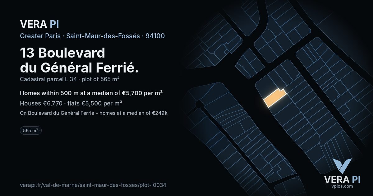 13 Boulevard du Général Ferrié, Saint-Maur-des-Fossés at night – the plot lit, the parcels around coloured by the prices near them
