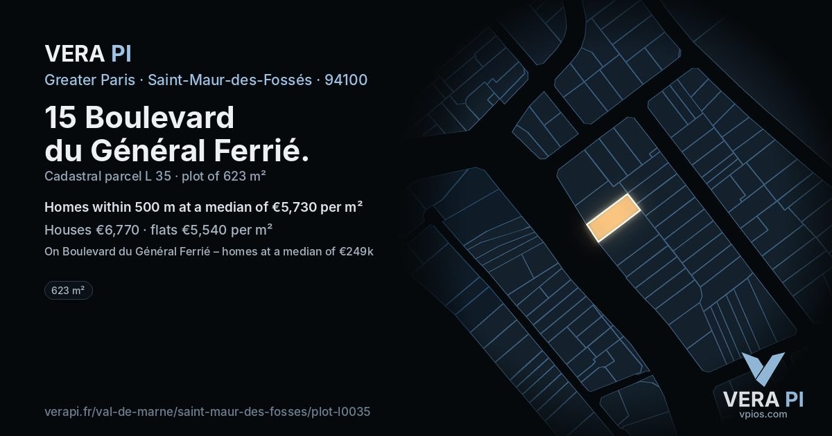15 Boulevard du Général Ferrié, Saint-Maur-des-Fossés at night – the plot lit, the parcels around coloured by the prices near them