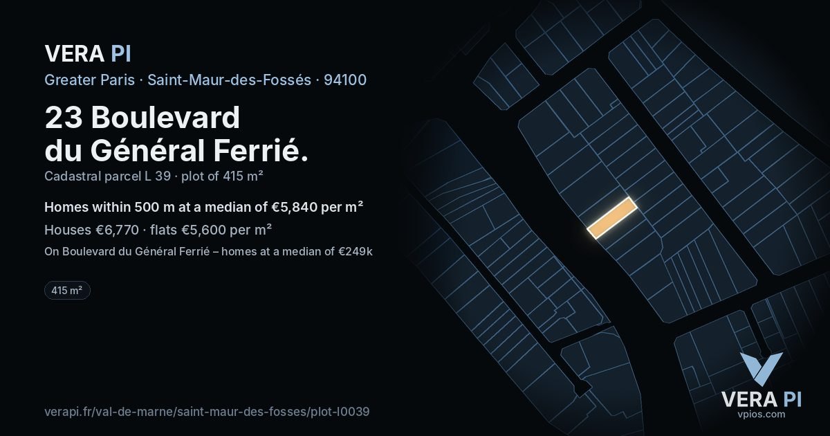 23 Boulevard du Général Ferrié, Saint-Maur-des-Fossés at night – the plot lit, the parcels around coloured by the prices near them