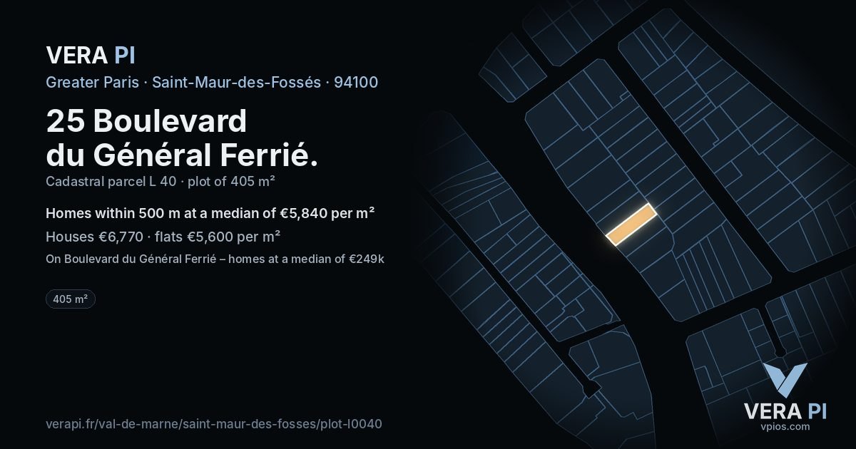 25 Boulevard du Général Ferrié, Saint-Maur-des-Fossés at night – the plot lit, the parcels around coloured by the prices near them
