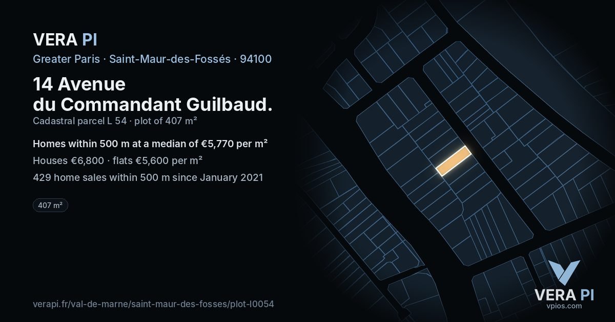 14 Avenue du Commandant Guilbaud, Saint-Maur-des-Fossés at night – the plot lit, the parcels around coloured by the prices near them