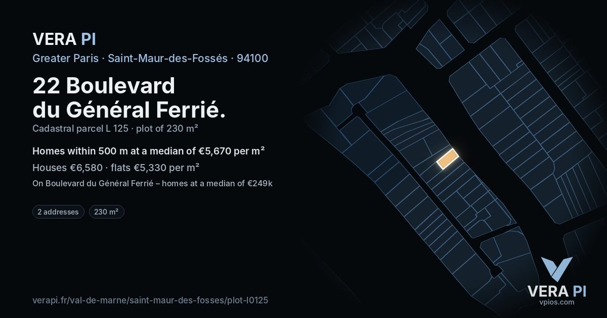 22 Boulevard du Général Ferrié, Saint-Maur-des-Fossés at night – the plot lit, the parcels around coloured by the prices near them