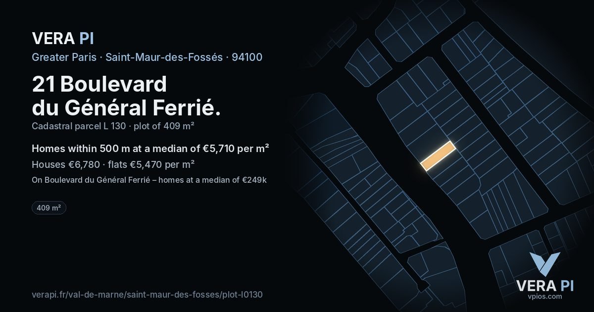 21 Boulevard du Général Ferrié, Saint-Maur-des-Fossés at night – the plot lit, the parcels around coloured by the prices near them