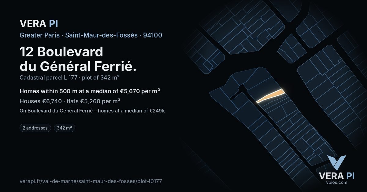 12 Boulevard du Général Ferrié, Saint-Maur-des-Fossés at night – the plot lit, the parcels around coloured by the prices near them