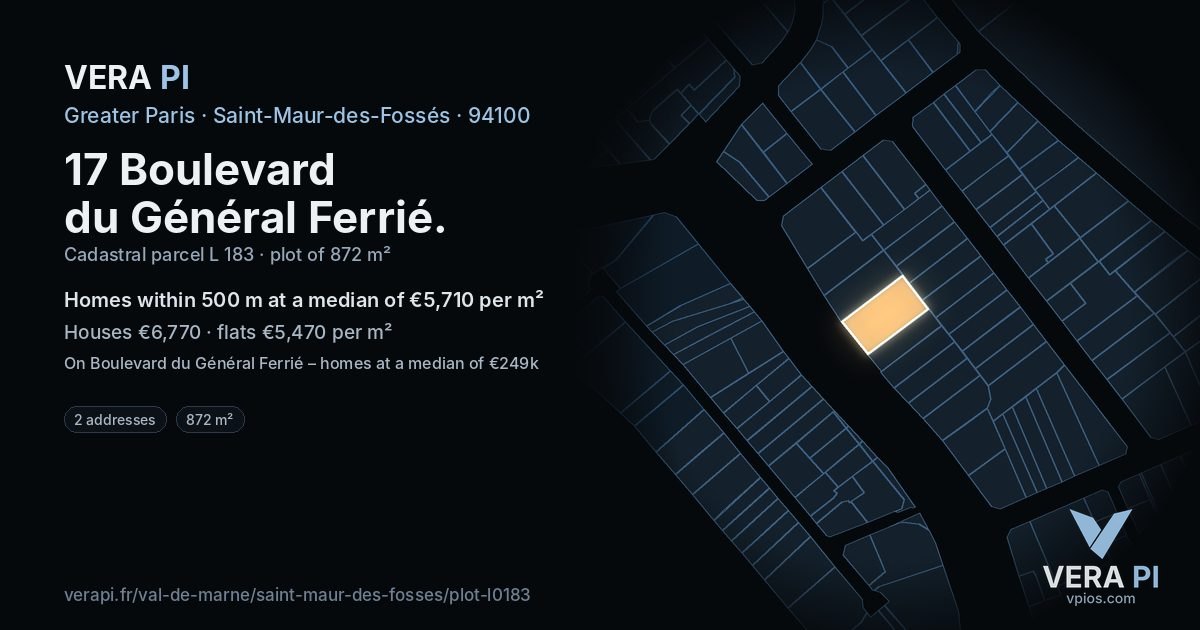 17 Boulevard du Général Ferrié, Saint-Maur-des-Fossés at night – the plot lit, the parcels around coloured by the prices near them