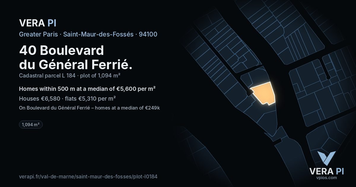 40 Boulevard du Général Ferrié, Saint-Maur-des-Fossés at night – the plot lit, the parcels around coloured by the prices near them