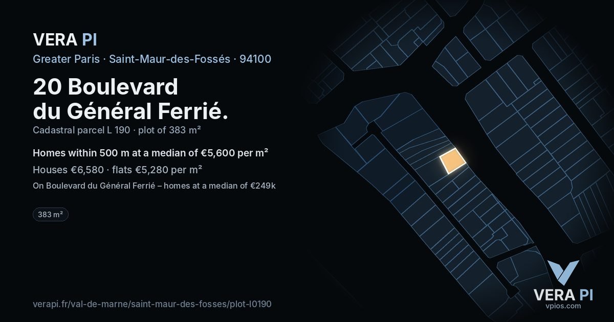 20 Boulevard du Général Ferrié, Saint-Maur-des-Fossés at night – the plot lit, the parcels around coloured by the prices near them