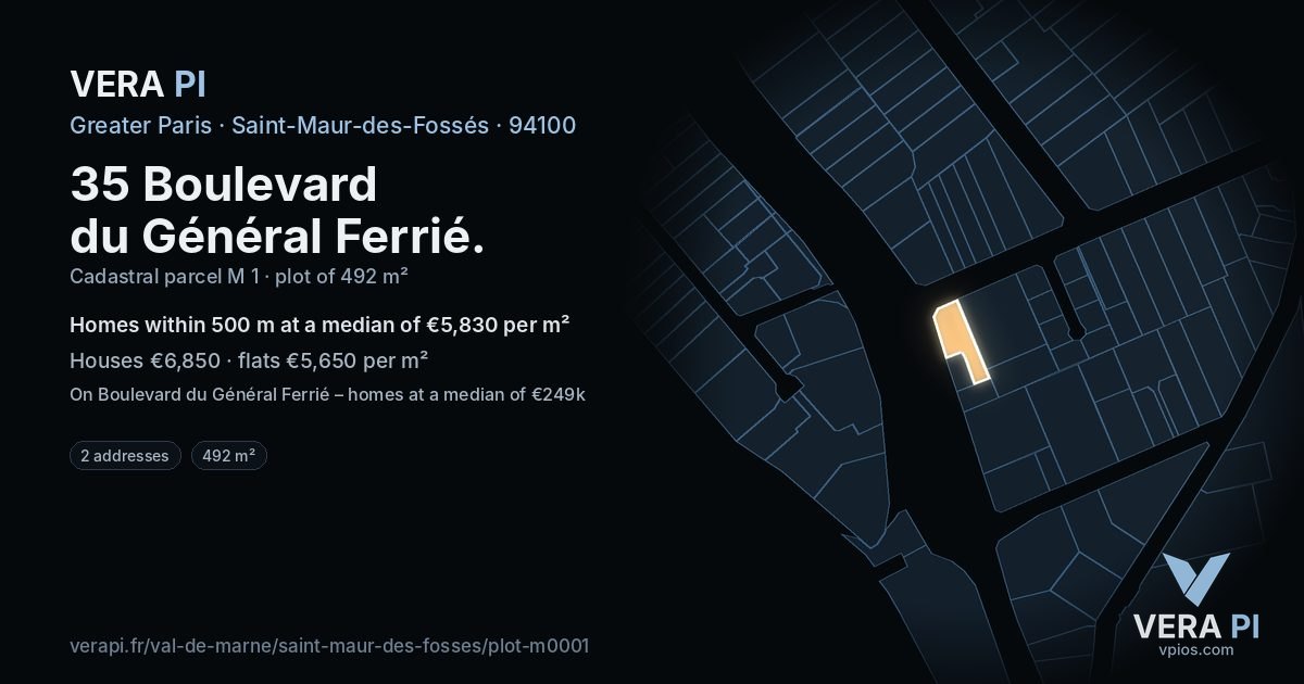35 Boulevard du Général Ferrié, Saint-Maur-des-Fossés at night – the plot lit, the parcels around coloured by the prices near them
