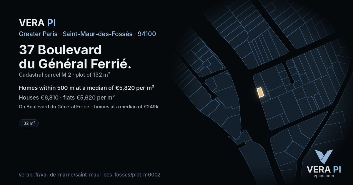 37 Boulevard du Général Ferrié, Saint-Maur-des-Fossés at night – the plot lit, the parcels around coloured by the prices near them