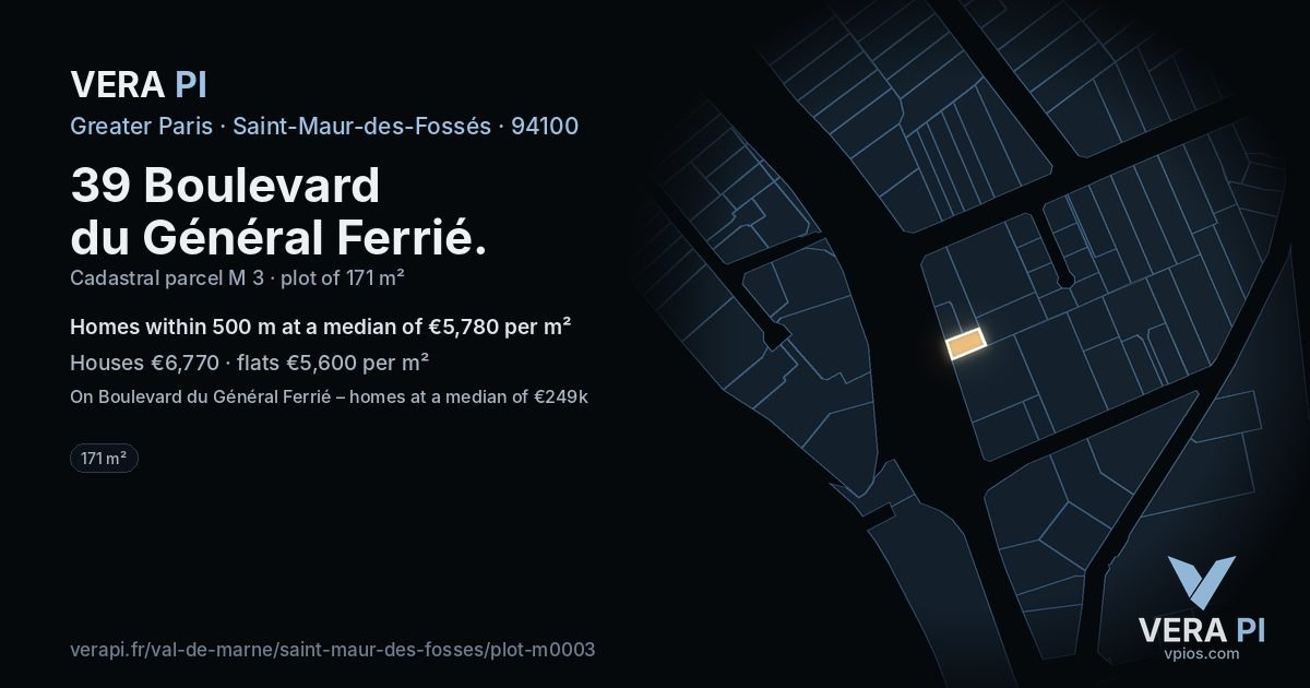 39 Boulevard du Général Ferrié, Saint-Maur-des-Fossés at night – the plot lit, the parcels around coloured by the prices near them