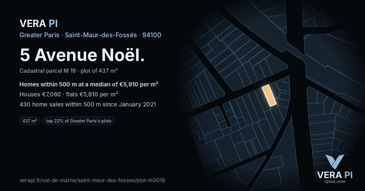 5 Avenue Noël, Saint-Maur-des-Fossés at night – the plot lit, the parcels around coloured by the prices near them
