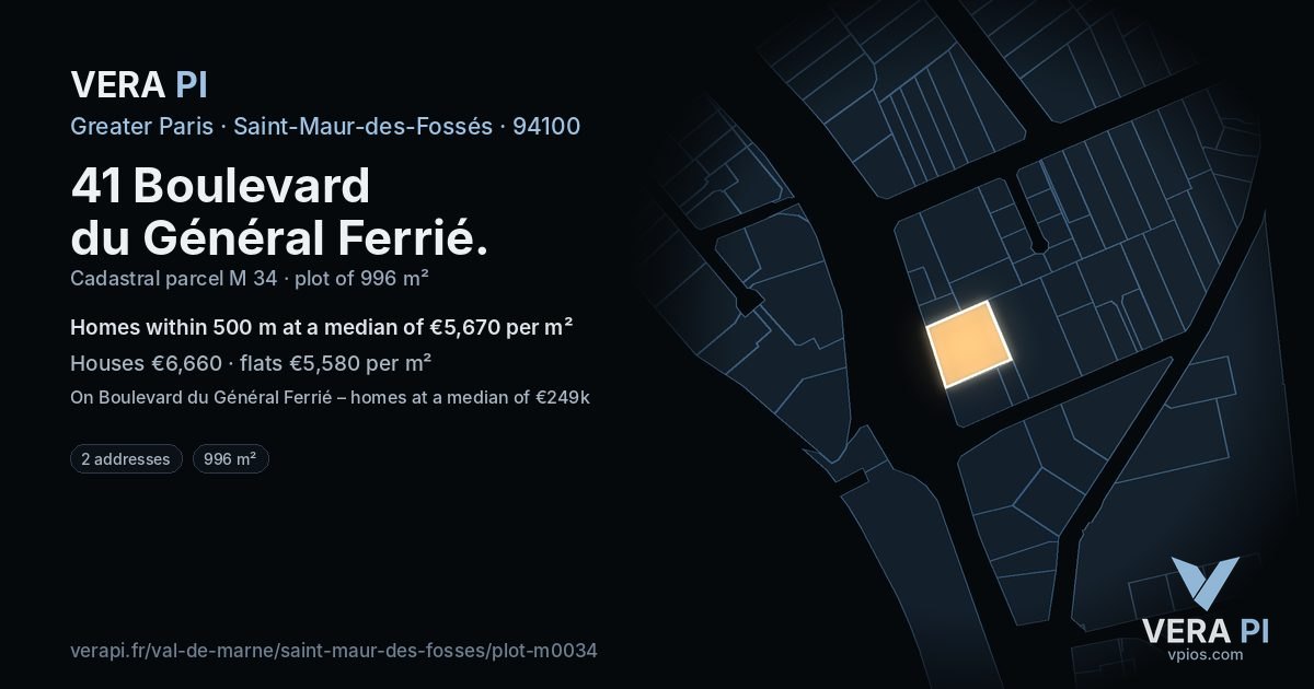 41 Boulevard du Général Ferrié, Saint-Maur-des-Fossés at night – the plot lit, the parcels around coloured by the prices near them