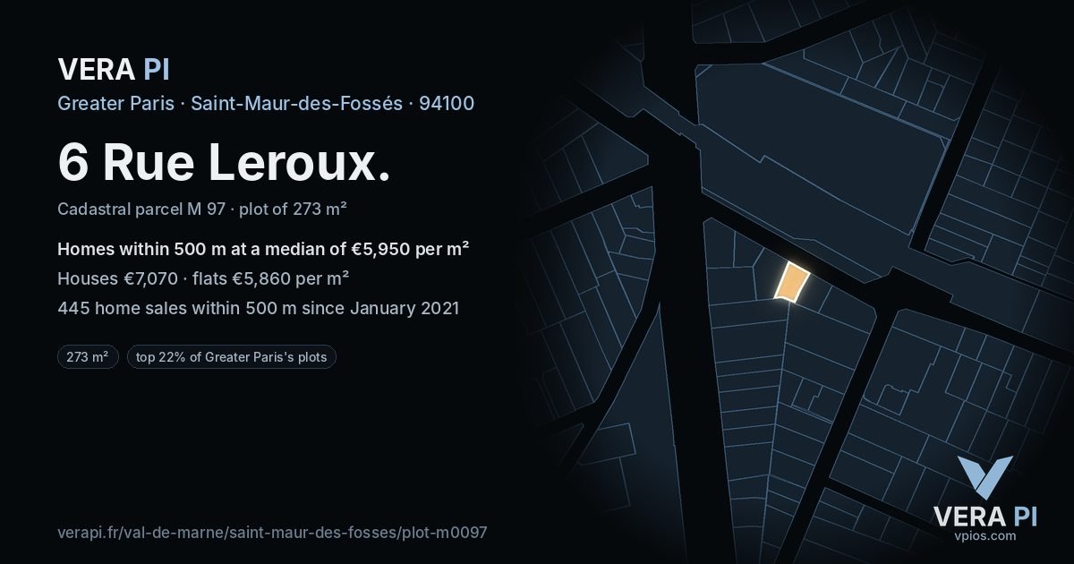 6 Rue Leroux, Saint-Maur-des-Fossés at night – the plot lit, the parcels around coloured by the prices near them