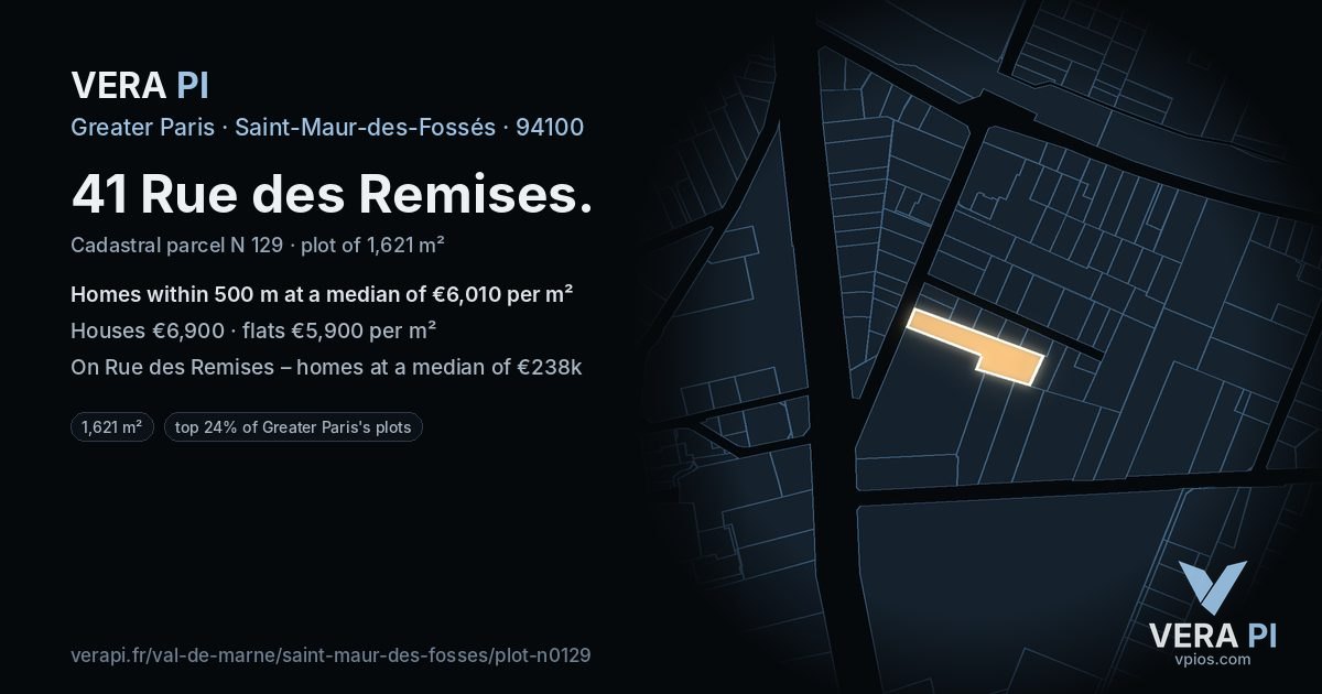 41 Rue des Remises, Saint-Maur-des-Fossés at night – the plot lit, the parcels around coloured by the prices near them