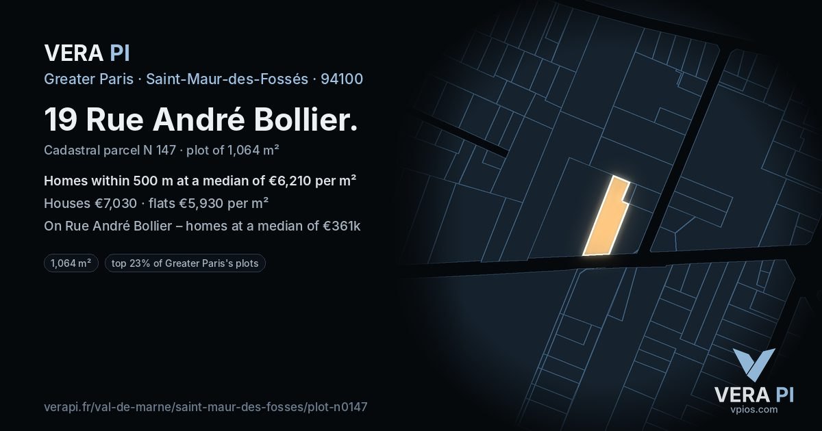 19 Rue André Bollier, Saint-Maur-des-Fossés at night – the plot lit, the parcels around coloured by the prices near them