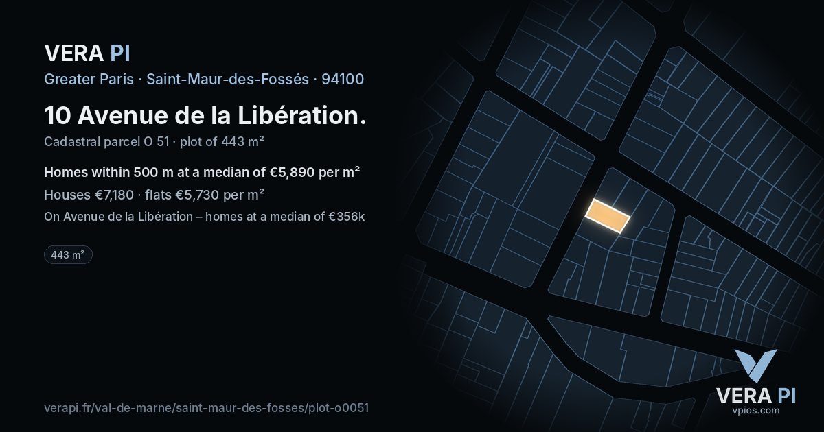 10 Avenue de la Libération, Saint-Maur-des-Fossés at night – the plot lit, the parcels around coloured by the prices near them