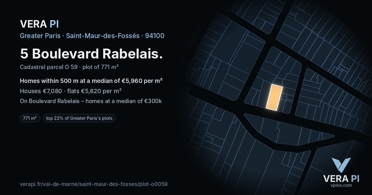5 Boulevard Rabelais, Saint-Maur-des-Fossés at night – the plot lit, the parcels around coloured by the prices near them