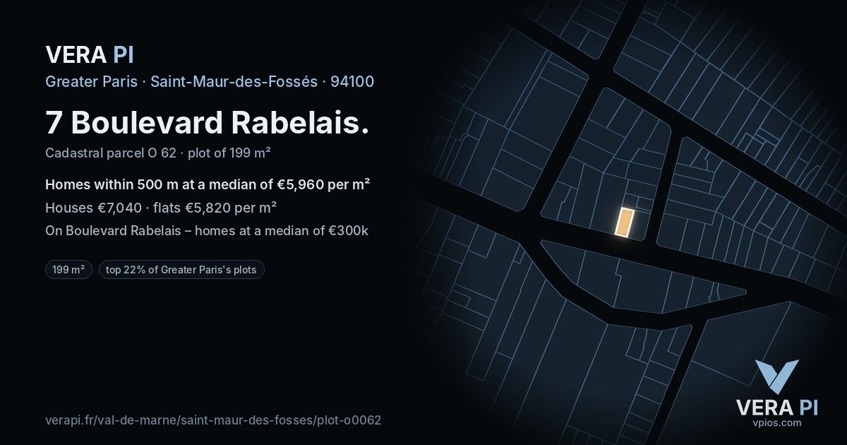 7 Boulevard Rabelais, Saint-Maur-des-Fossés at night – the plot lit, the parcels around coloured by the prices near them