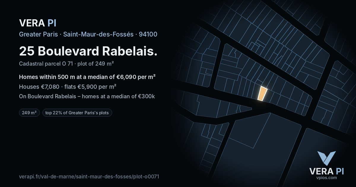 25 Boulevard Rabelais, Saint-Maur-des-Fossés at night – the plot lit, the parcels around coloured by the prices near them
