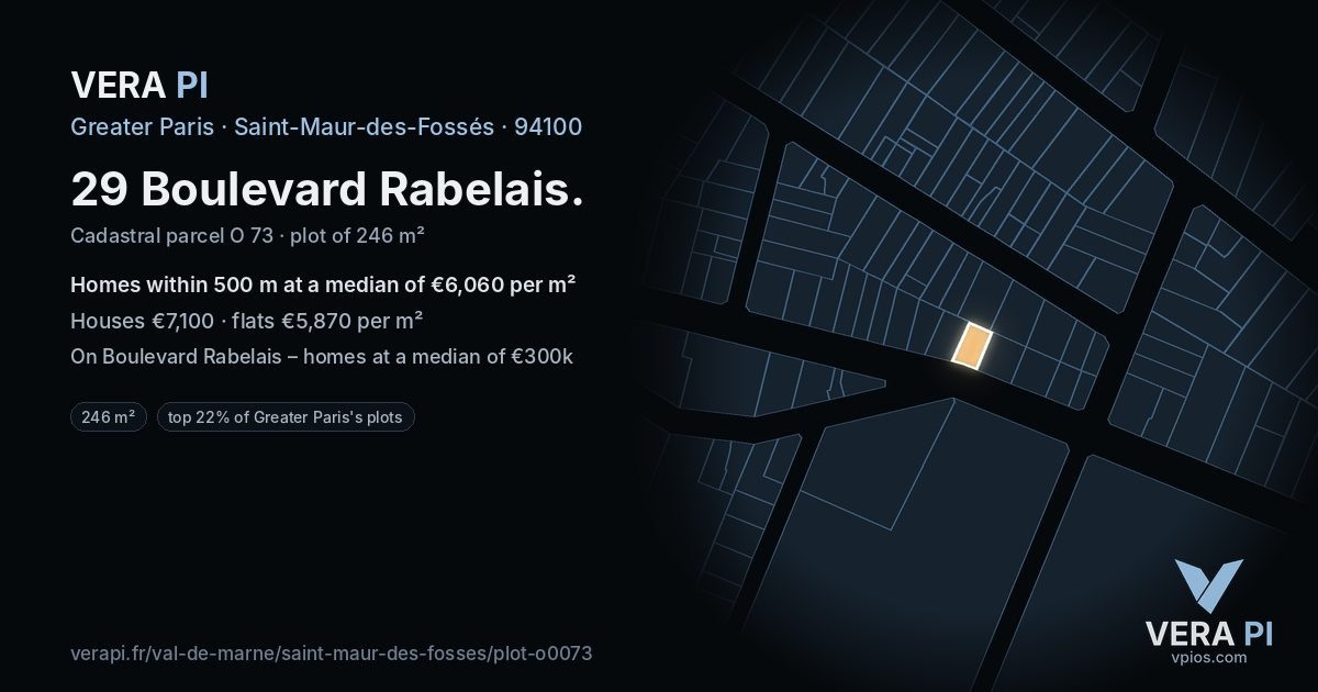 29 Boulevard Rabelais, Saint-Maur-des-Fossés at night – the plot lit, the parcels around coloured by the prices near them
