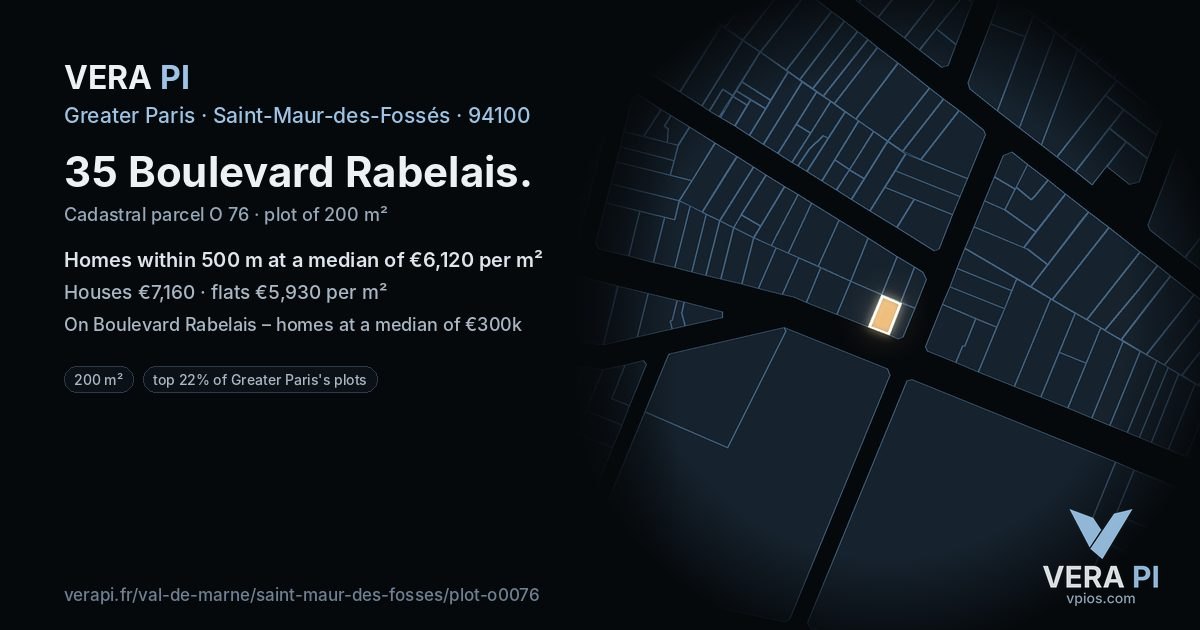 35 Boulevard Rabelais, Saint-Maur-des-Fossés at night – the plot lit, the parcels around coloured by the prices near them