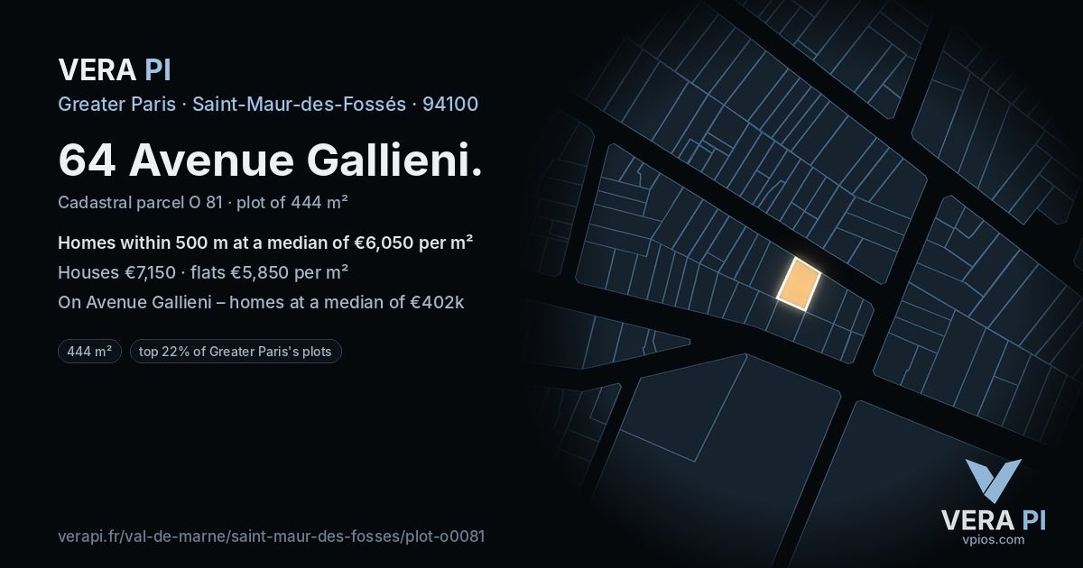 64 Avenue Gallieni, Saint-Maur-des-Fossés at night – the plot lit, the parcels around coloured by the prices near them