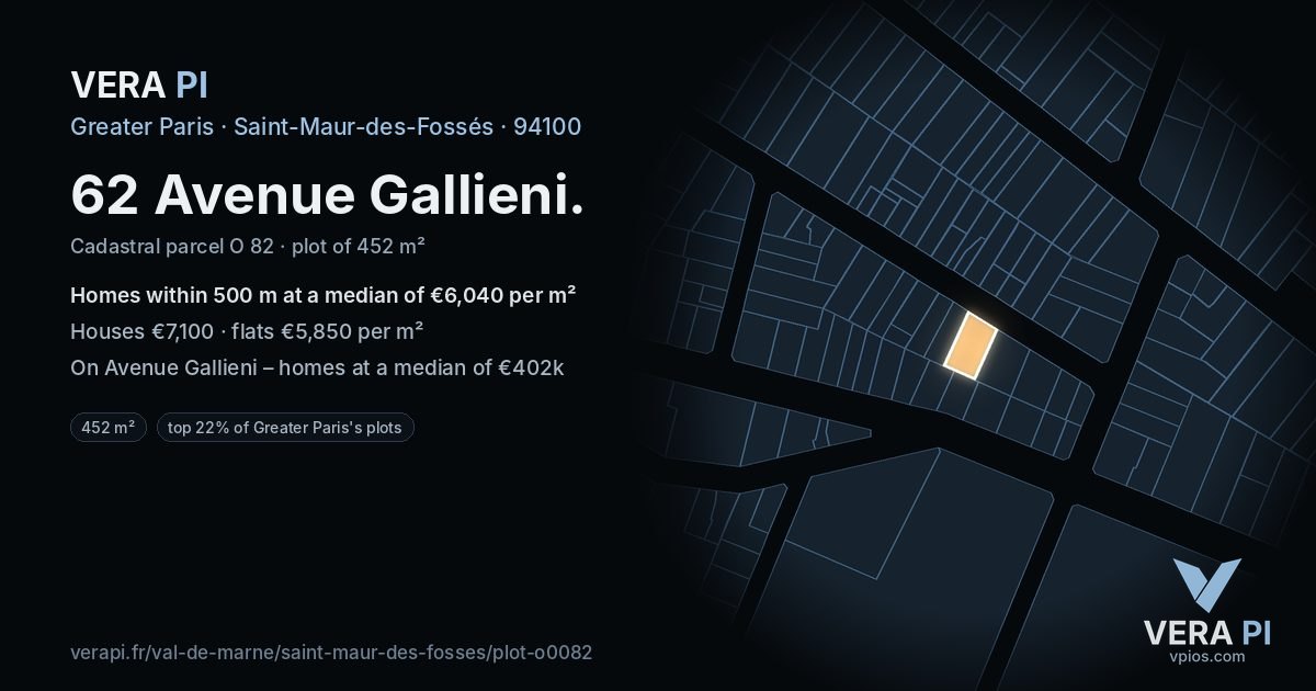 62 Avenue Gallieni, Saint-Maur-des-Fossés at night – the plot lit, the parcels around coloured by the prices near them