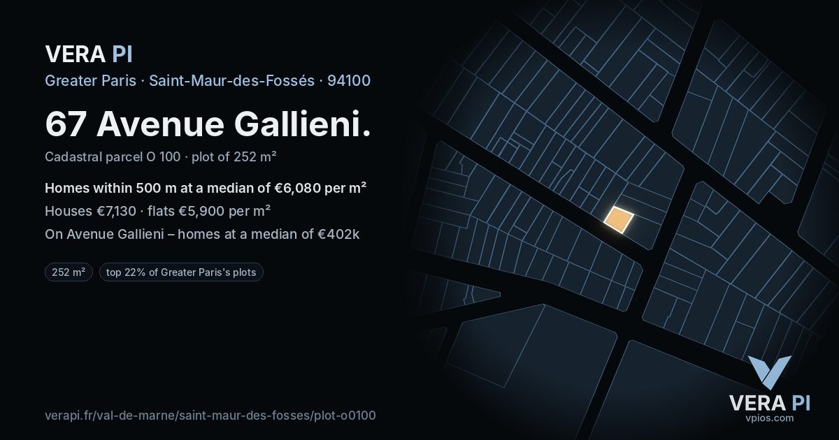 67 Avenue Gallieni, Saint-Maur-des-Fossés at night – the plot lit, the parcels around coloured by the prices near them