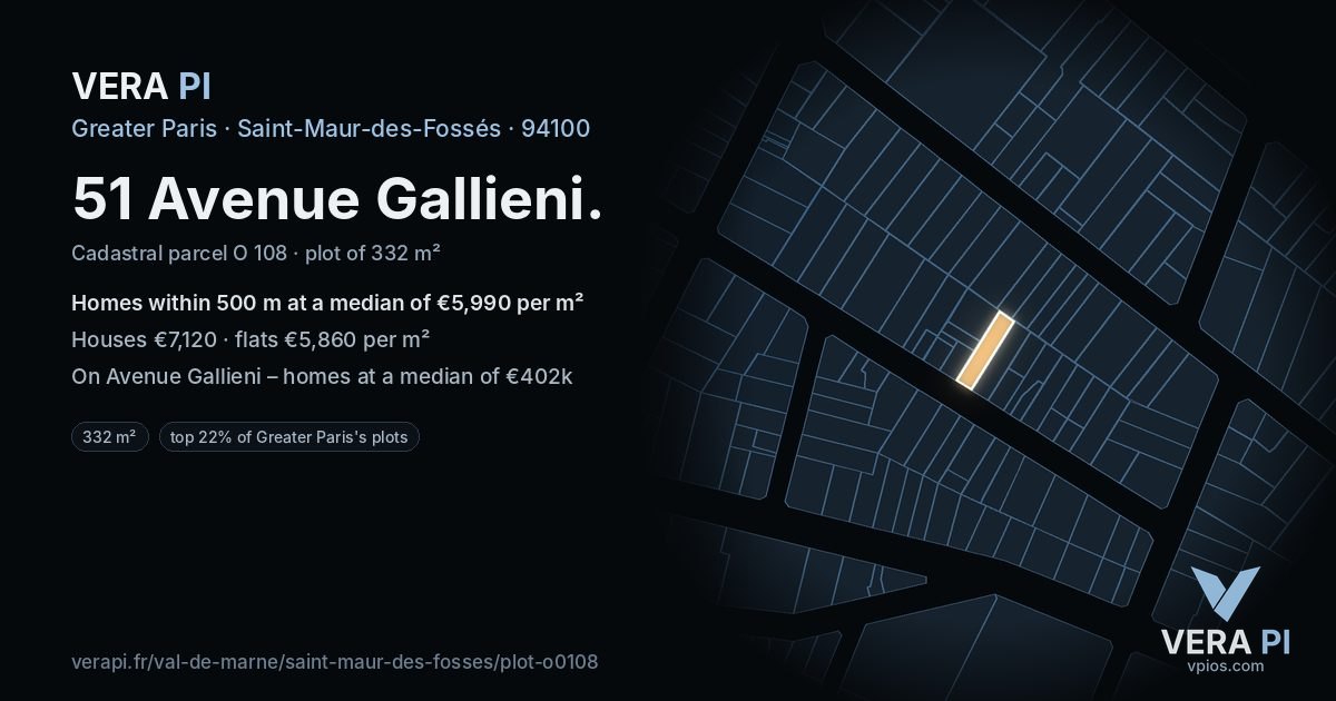 51 Avenue Gallieni, Saint-Maur-des-Fossés at night – the plot lit, the parcels around coloured by the prices near them
