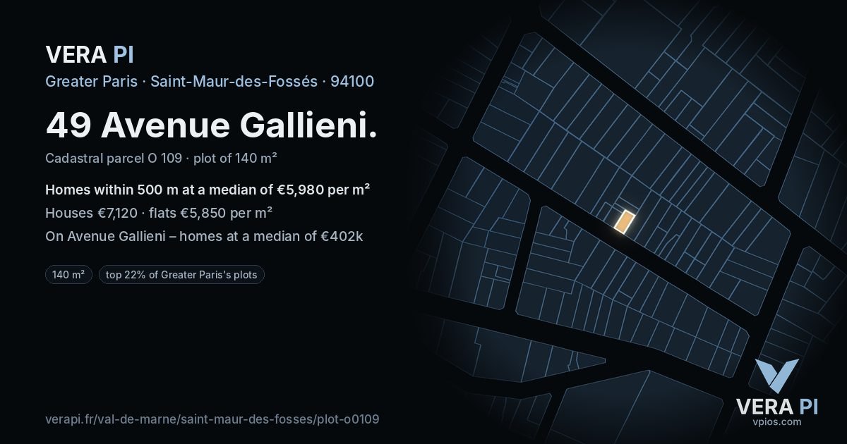 49 Avenue Gallieni, Saint-Maur-des-Fossés at night – the plot lit, the parcels around coloured by the prices near them
