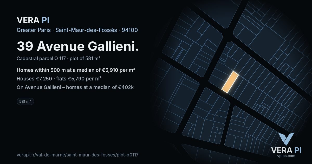 39 Avenue Gallieni, Saint-Maur-des-Fossés at night – the plot lit, the parcels around coloured by the prices near them