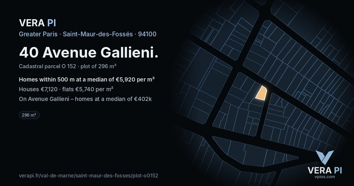 40 Avenue Gallieni, Saint-Maur-des-Fossés at night – the plot lit, the parcels around coloured by the prices near them