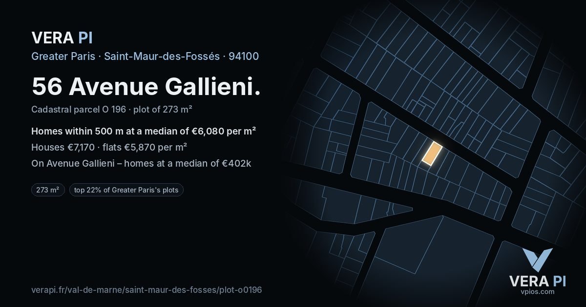 56 Avenue Gallieni, Saint-Maur-des-Fossés at night – the plot lit, the parcels around coloured by the prices near them