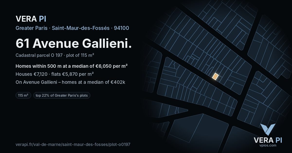 61 Avenue Gallieni, Saint-Maur-des-Fossés at night – the plot lit, the parcels around coloured by the prices near them