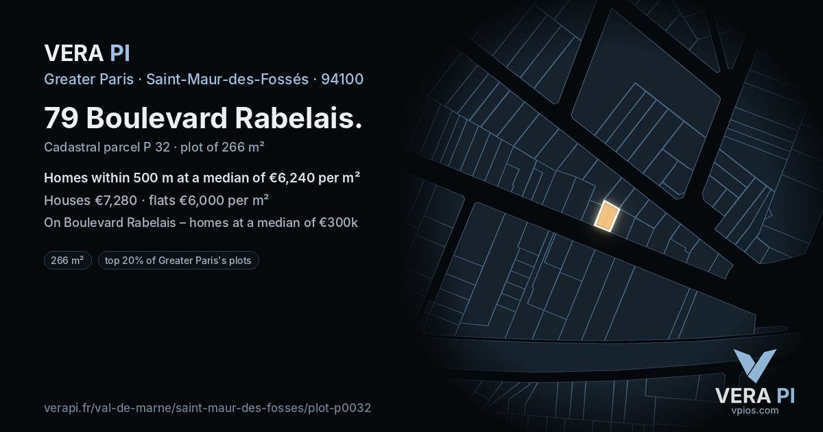79 Boulevard Rabelais, Saint-Maur-des-Fossés at night – the plot lit, the parcels around coloured by the prices near them