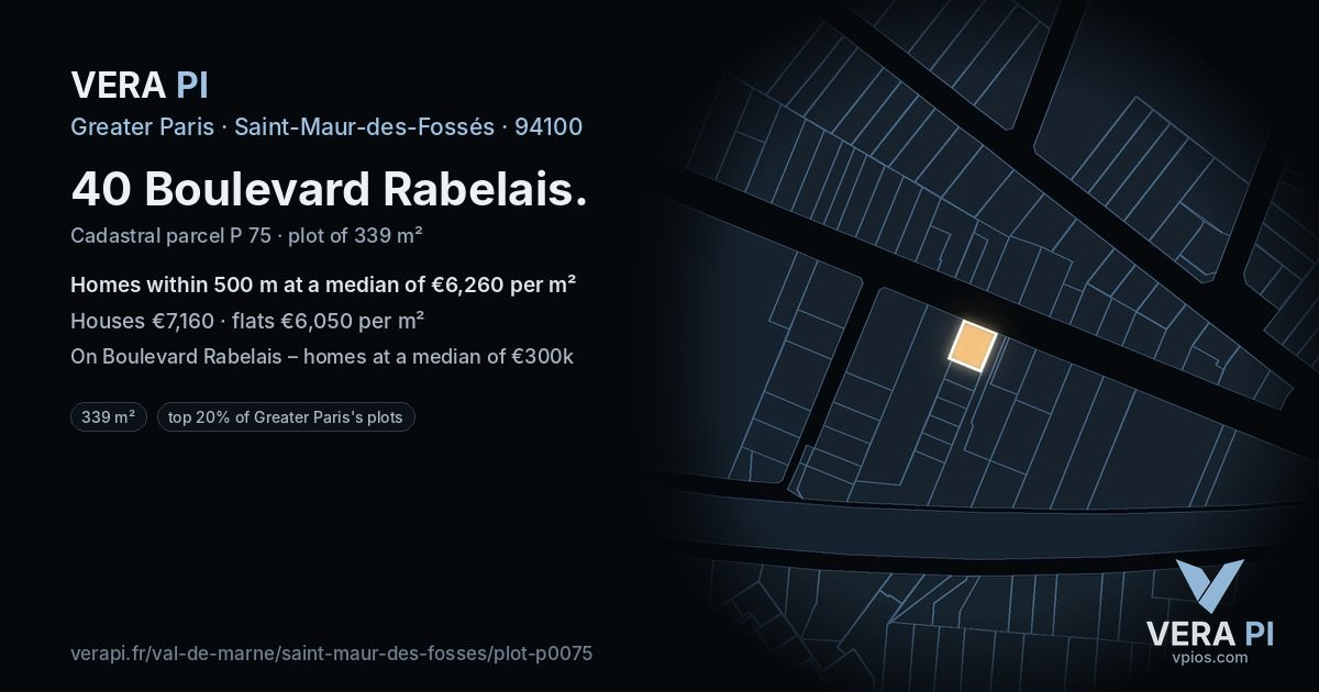 40 Boulevard Rabelais, Saint-Maur-des-Fossés at night – the plot lit, the parcels around coloured by the prices near them