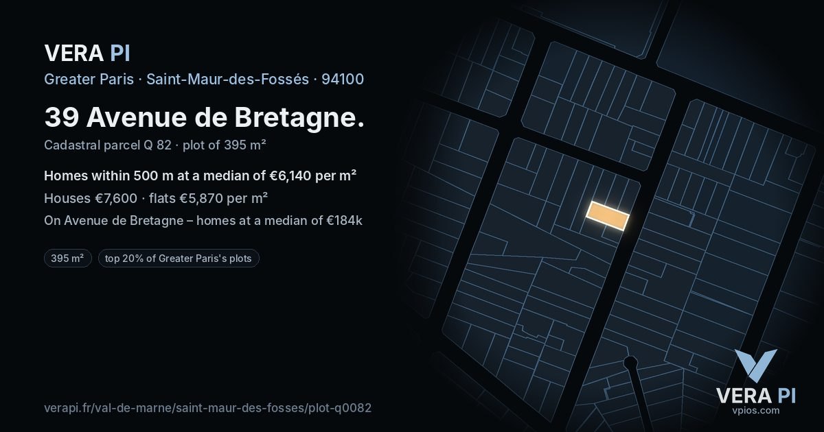 39 Avenue de Bretagne, Saint-Maur-des-Fossés at night – the plot lit, the parcels around coloured by the prices near them
