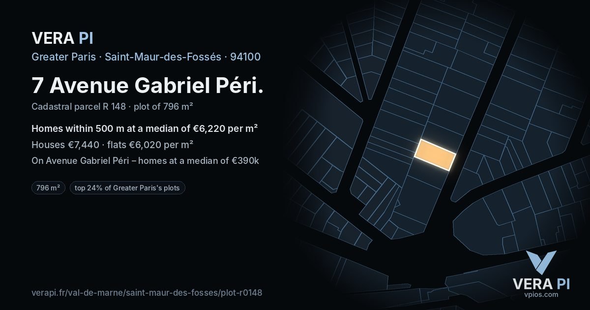 7 Avenue Gabriel Péri, Saint-Maur-des-Fossés at night – the plot lit, the parcels around coloured by the prices near them