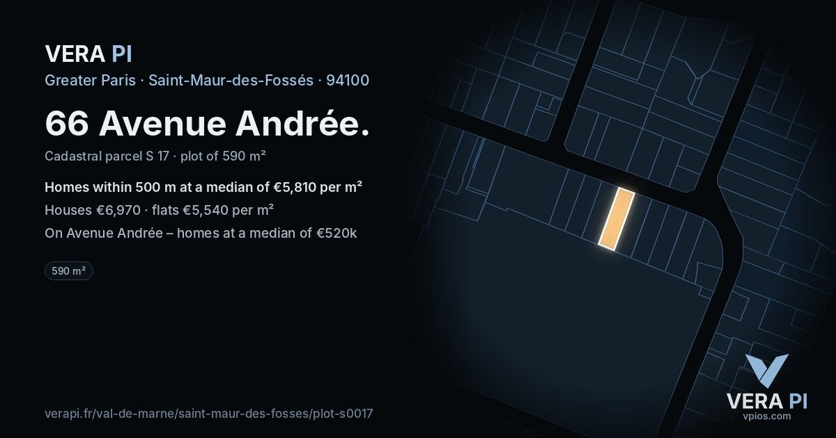 66 Avenue Andrée, Saint-Maur-des-Fossés at night – the plot lit, the parcels around coloured by the prices near them