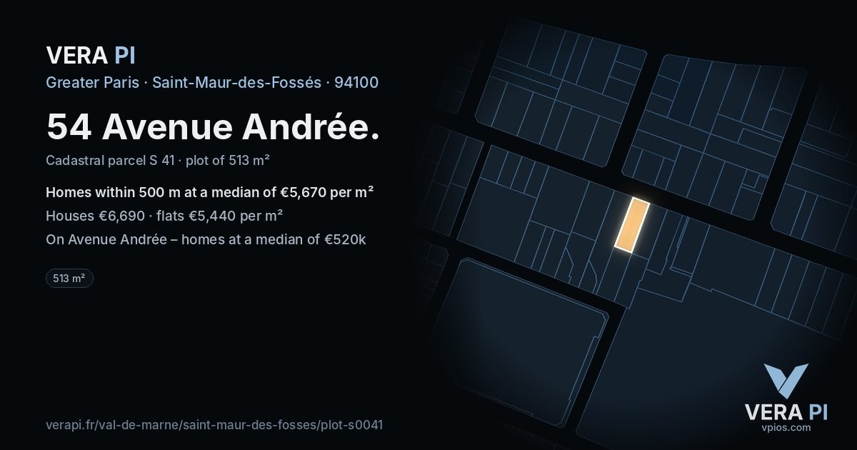 54 Avenue Andrée, Saint-Maur-des-Fossés at night – the plot lit, the parcels around coloured by the prices near them
