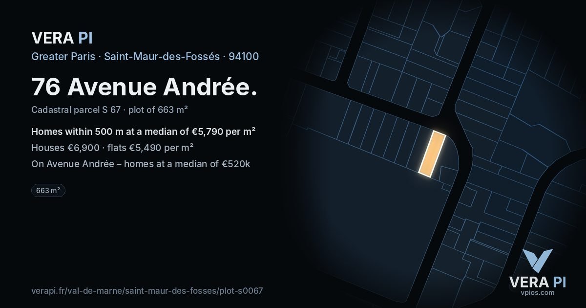 76 Avenue Andrée, Saint-Maur-des-Fossés at night – the plot lit, the parcels around coloured by the prices near them
