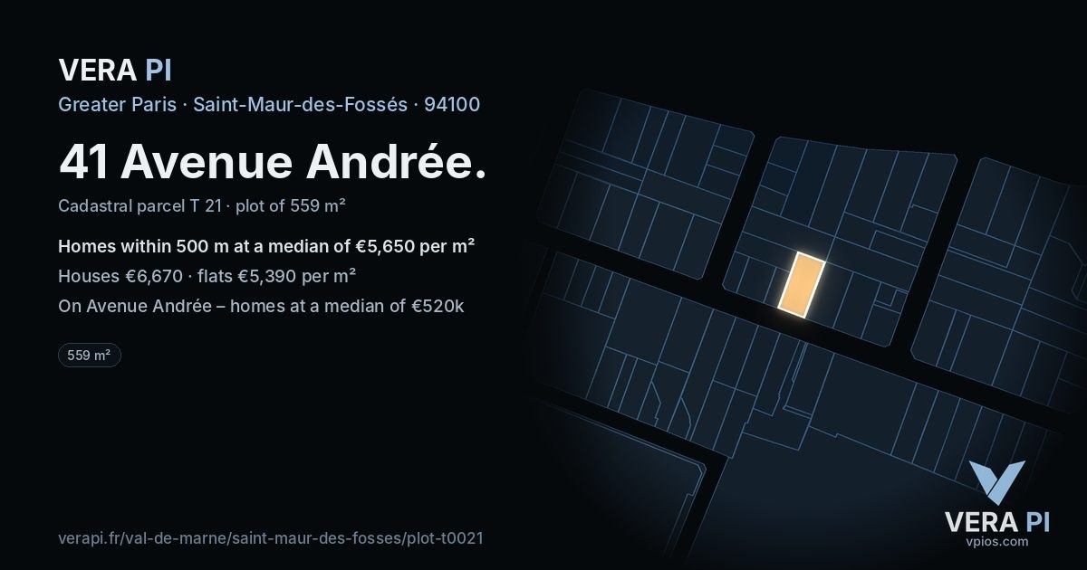 41 Avenue Andrée, Saint-Maur-des-Fossés at night – the plot lit, the parcels around coloured by the prices near them
