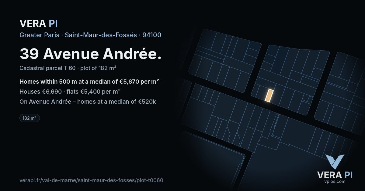 39 Avenue Andrée, Saint-Maur-des-Fossés at night – the plot lit, the parcels around coloured by the prices near them