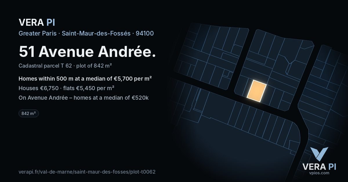 51 Avenue Andrée, Saint-Maur-des-Fossés at night – the plot lit, the parcels around coloured by the prices near them