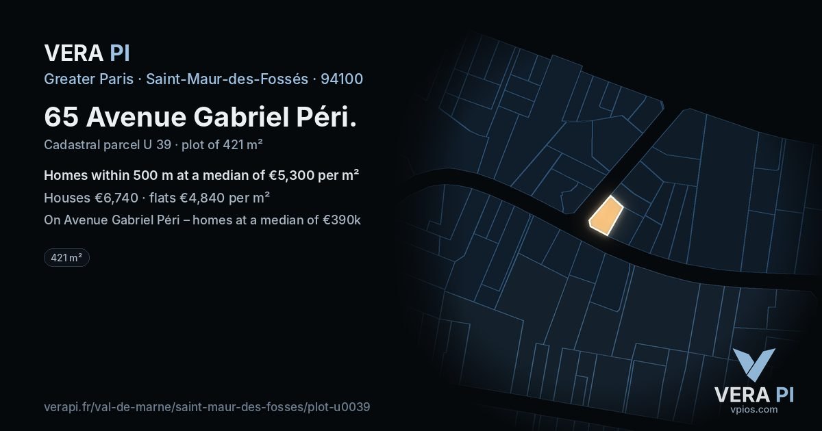 65 Avenue Gabriel Péri, Saint-Maur-des-Fossés at night – the plot lit, the parcels around coloured by the prices near them