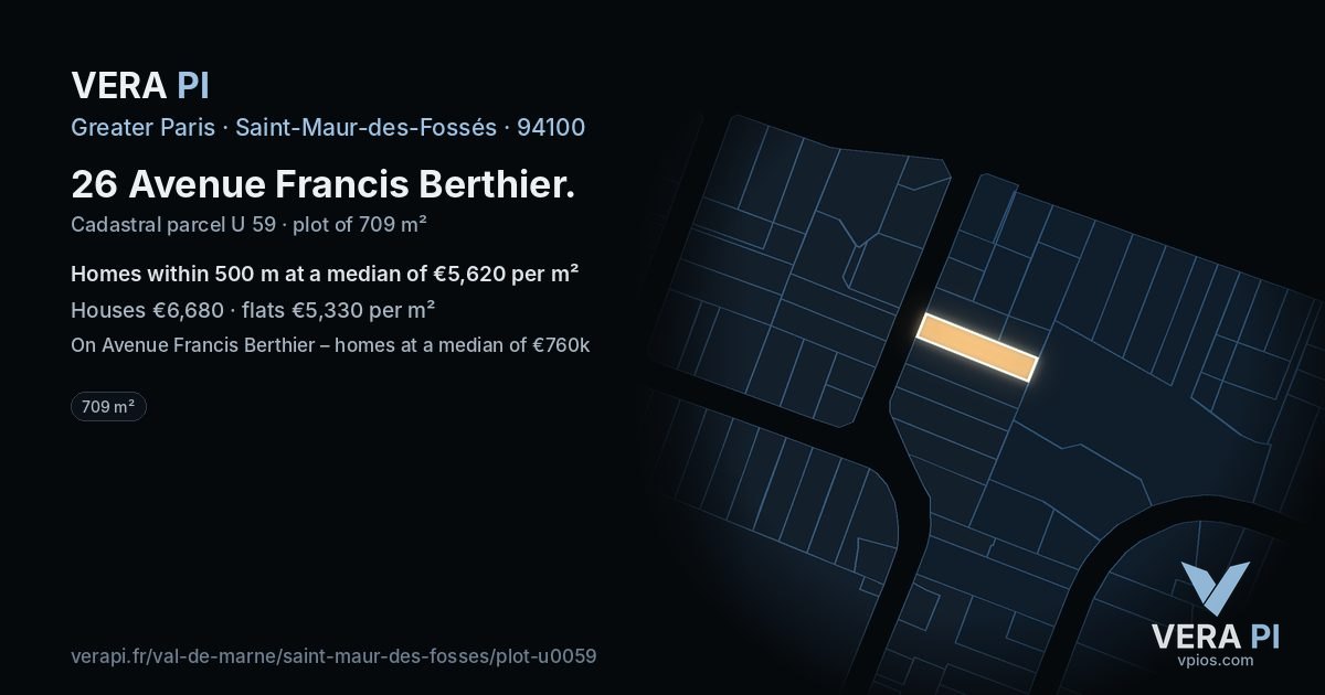 26 Avenue Francis Berthier, Saint-Maur-des-Fossés at night – the plot lit, the parcels around coloured by the prices near them